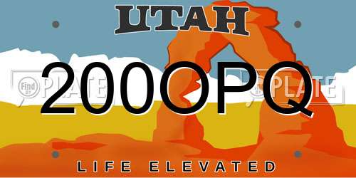 200OPQ Utah License Plate