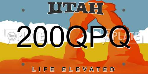 200QPQ Utah License Plate
