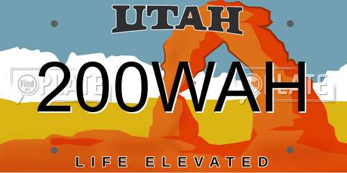 200WAH Utah License Plate