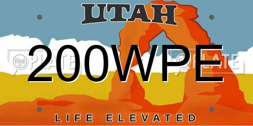 200WPE Utah License Plate
