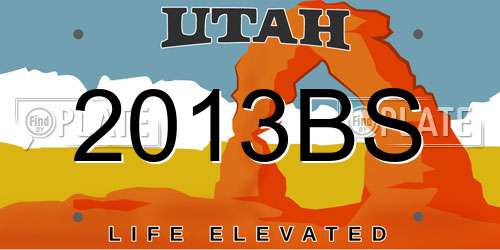 2013BS Utah License Plate
