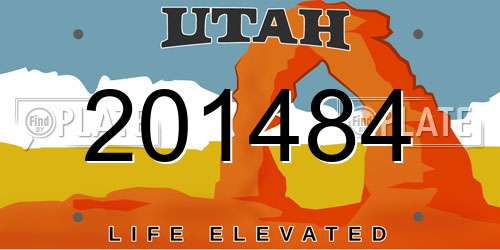 201484 Utah License Plate