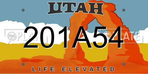 201A54 Utah License Plate