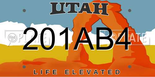 201AB4 Utah License Plate