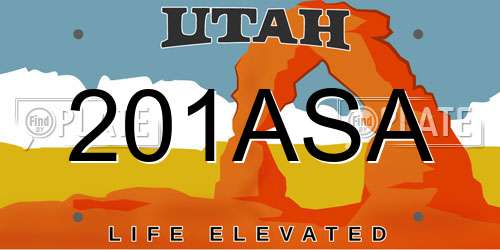 201ASA Utah License Plate