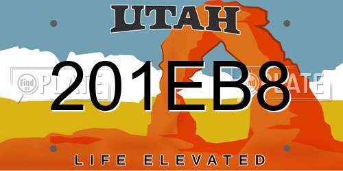 201EB8 Utah License Plate