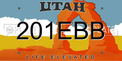 201EBB Utah License Plate