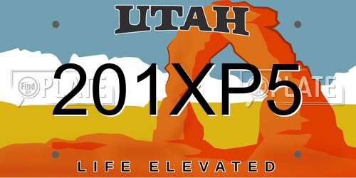 201XP5 Utah License Plate
