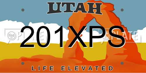 201XPS Utah License Plate