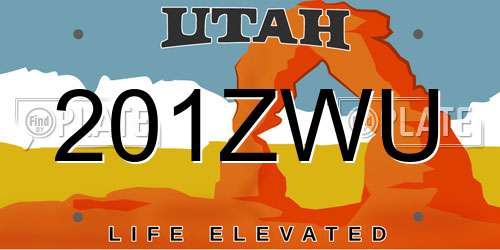 201ZWU Utah License Plate