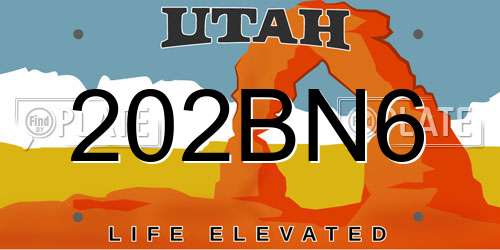 202BN6 Utah License Plate