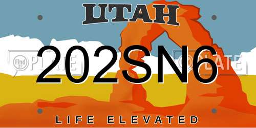 202SN6 Utah License Plate