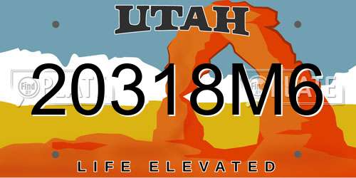 20318M6 Utah License Plate