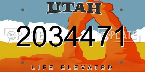 2034471 Utah License Plate