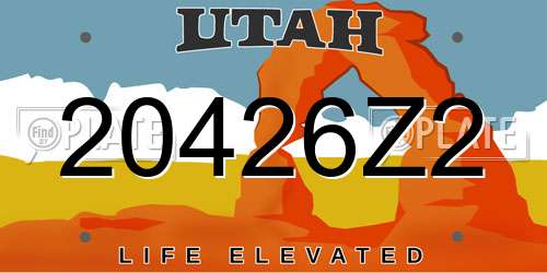 20426Z2 Utah License Plate