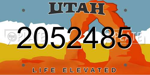 2052485 Utah License Plate