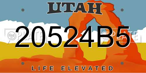 20524B5 Utah License Plate