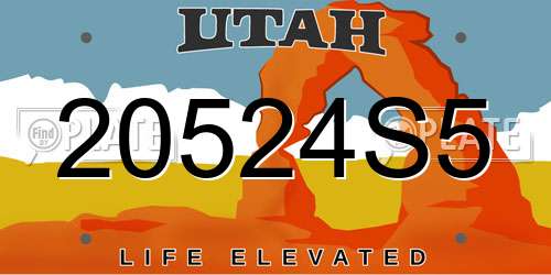 20524S5 Utah License Plate