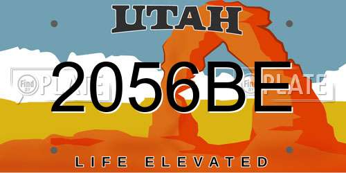 2056BE Utah License Plate