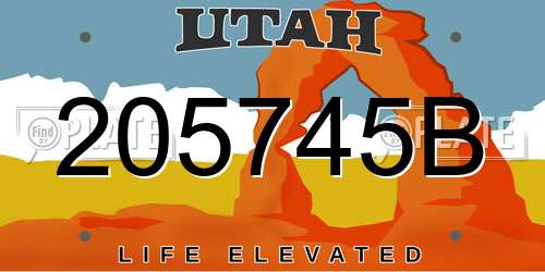 205745B Utah License Plate