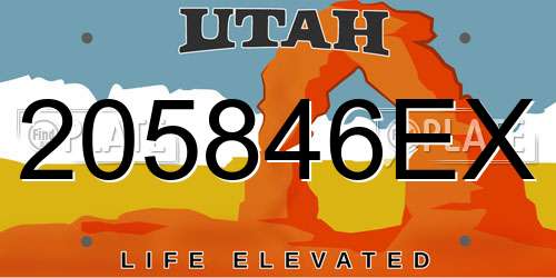 205846EX Utah License Plate