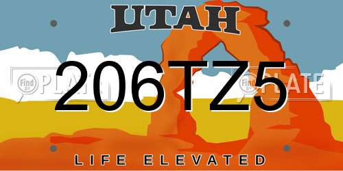 206TZ5 Utah License Plate