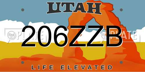 206ZZB Utah License Plate