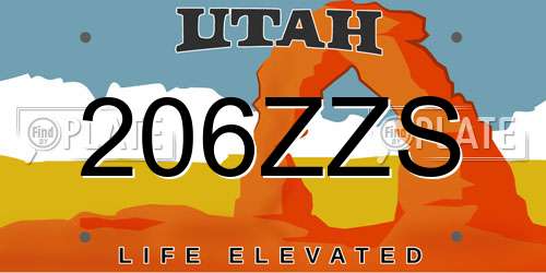 206ZZS Utah License Plate