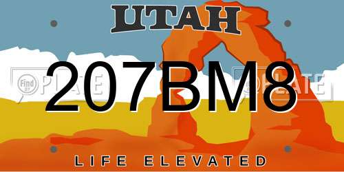 207BM8 Utah License Plate