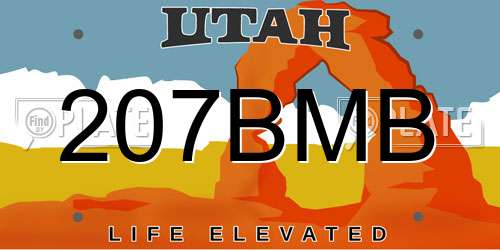 207BMB Utah License Plate