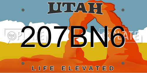 207BN6 Utah License Plate