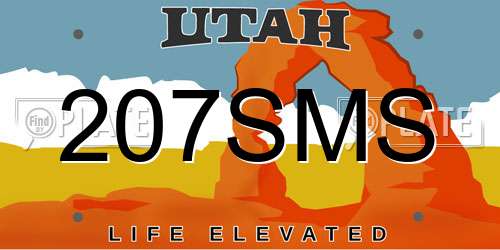 207SMS Utah License Plate