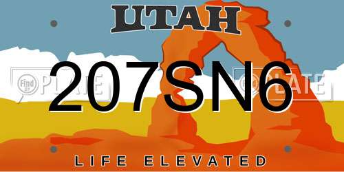 207SN6 Utah License Plate