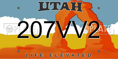 207VV2 Utah License Plate