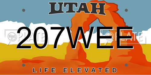 207WEE Utah License Plate