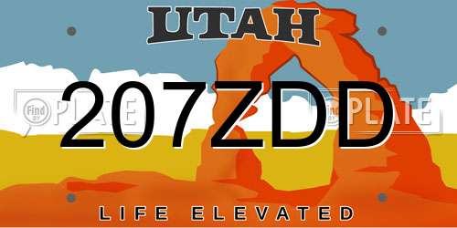 207ZDD Utah License Plate