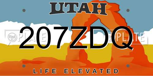207ZDQ Utah License Plate