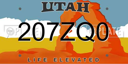 207ZQ0 Utah License Plate