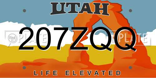 207ZQQ Utah License Plate