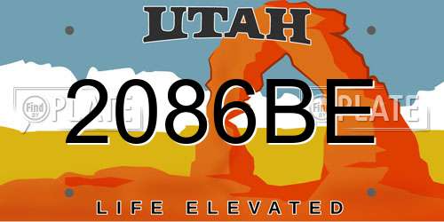 2086BE Utah License Plate