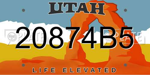 20874B5 Utah License Plate