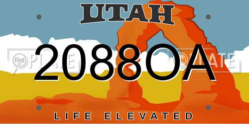 2088OA Utah License Plate
