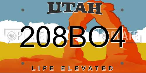 208BO4 Utah License Plate