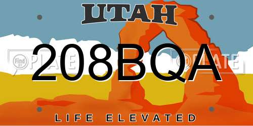 208BQA Utah License Plate