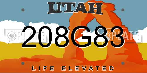 208G83 Utah License Plate