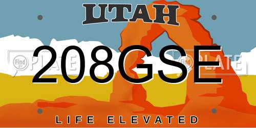 208GSE Utah License Plate