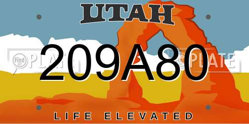 209A80 Utah License Plate