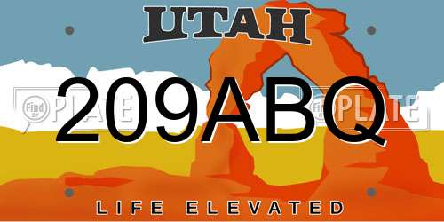 209ABQ Utah License Plate