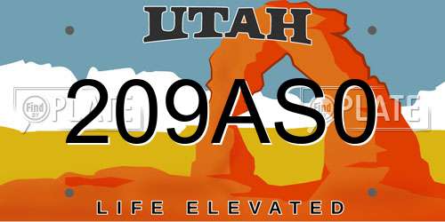 209AS0 Utah License Plate