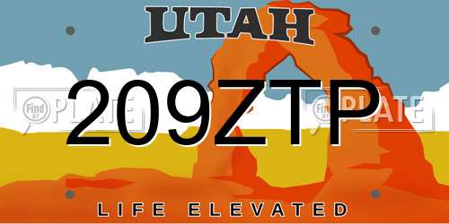 209ZTP Utah License Plate